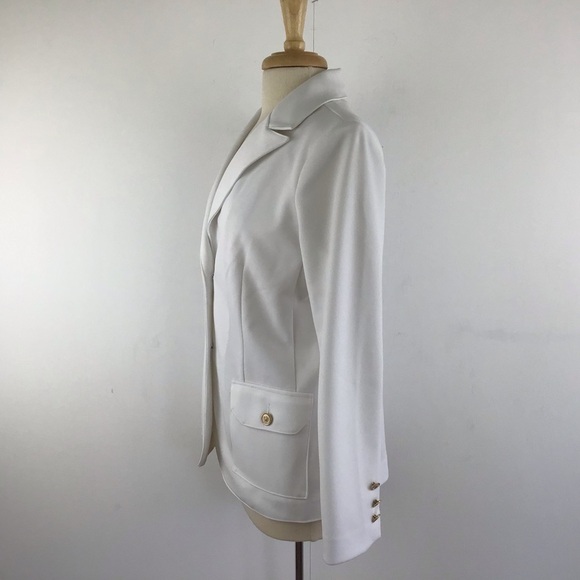 Vintage Koret of California White Stretch blazer with gold trim buttons size 12. - Picture 5 of 7